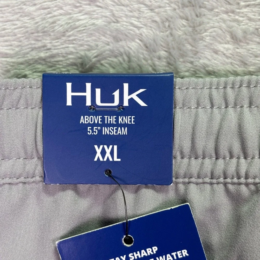 NWT Huk Mens Pursuit‎ Volley Shorts Sz XXL Gray 5.5 Inseam Performance Fishing